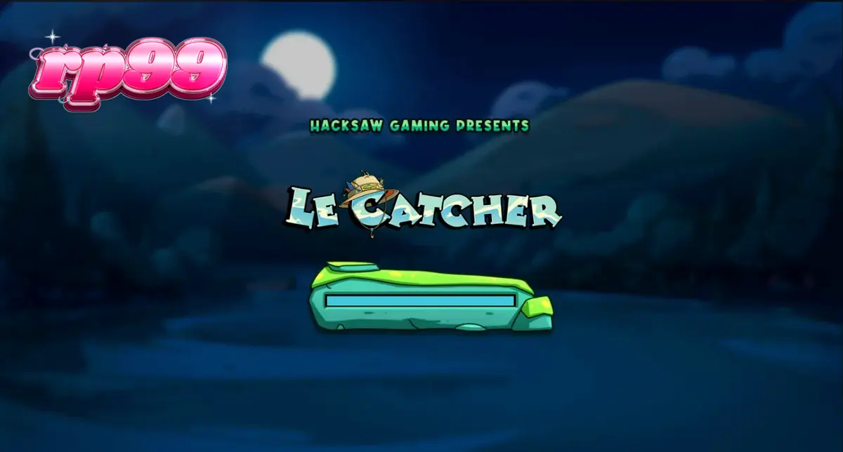 Karakter rakun dalam permainan slot Le Catcher dengan tema memancing yang ceria.